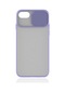 Noktaks - iPhone Uyumlu 8 Plus - Kılıf Slayt Sürgülü Arkası Buzlu Lensi Kapak - Lila