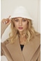 Beyaz Kadın Peluş Kova Model Balıkçı Bucket Hat Kışlık Şapka - Unisex