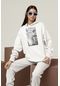 T. Swift Reputation Baskılı Unisex Oversize Şarkıcı Hoodie Beyaz