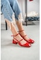 Tinya Kırmızı Rugan Küt Burun Topuklu Günlük Ayakkabı