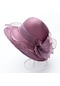 Ikkb Strawberry Organze Güneş Koruyucu Katlanabilir Kadın Hasır Şapka Mor