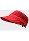 Kadın Güneş Koruyucu Geniş Siperli Pamuk Şapka - Kırmızı - Standart
