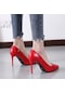 Ikkb İlkbahar Ve Yaz Kadın Topuklu Ayakkabı Kırmızı