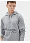 Koton Arkası Baskılı Sweatshirt Kapşonlu Sloganlı Uzun Kollu Gri 4wam70452mk