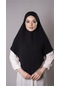 Siyah Pratik Hazır Geçmeli Tesettür Eşarp Aerobin Kumaş Düz Hijab 2309 01