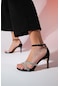 Luvishoes Laredo Siyah Rugan Taşlı Kadın Platform Topuklu Abiye Ayakkabı