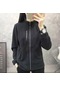 İlkbahar Sonbahar Polar Ceket Kadın Polar Artı Kadife Kalın Dik Yaka Hırka Açık Hava Sporları Sıcak Kazak Üst Kapşonlular Ve Sweatshirtler Siyah
