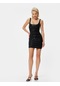 Koton Mini Abiye Elbise Kolsuz Pullu Payetli Kare Yaka Slim Fit Siyah 4sak80124fw Siyah