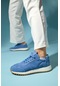 Luvishoes Edın Mavi Süet Hakiki Deri Kadın Spor Sneakers