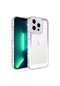 Noktaks - iPhone Uyumlu 13 Pro Max - Kılıf Simli Ve Renk Geçiş Tasarımlı Lens Korumalı Park Kapak - Mor-beyaz