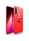 Ekılıf - Xiaomi Redmi Note 8t Uyumlu - Kılıf Yüzüklü Karbon Ravel Silikon Kapak - Kırmızı