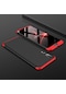 Noktaks - Huawei Uyumlu Huawei P20 Pro - Kılıf 3 Parçalı Parmak İzi Yapmayan Sert Ays Kapak - Siyah-kırmızı