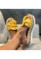 Sarı Kadınlar Sevimli Ilmek Sandalet Rahat Slip On Sandalet Bayanlar Günlük Platform Sandalet Parti Sarı