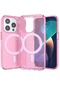 Noktaks - iPhone Uyumlu iPhone 14 Pro Max - Kılıf Magsafe Şarj Özellikli Parlayan Simli Saydam Renkli Allstar Kapak - Pembe
