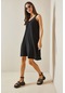 Siyah Kalp Yaka Askılı Örme Midi Elbise 5yxk6-48536-02