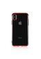 Noktaks - iPhone Uyumlu X - Kılıf Dört Köşesi Renkli Arkası Şefaf Lazer Silikon Kapak - Kırmızı