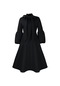 Puf Kol Kadın Askılı Büyük Etek Yüksek Bel Elbise - Siyah