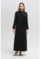 Touche Püskül Detaylı Krep Elbise - Siyah