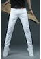Ikkb Yeni Moda Rahat Slim Fit Erkek Denim Kalem Pantolon Beyaz
