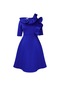 Ikkb Yeni Moda Fırfırlı Kadın Büyük Beden Elbise Koyu Mavi