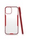 Noktaks - iPhone Uyumlu 12 - Kılıf Kenarı Renkli Arkası Şeffaf Parfe Kapak - Kırmızı