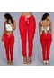 Rahat Kadın Pantolon Cep İpli Kalem Pantolon Klasik Sweatpants Pantalon Joggers Yoga Pantolon Kırmızı