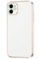iPhone Uyumlu 12 Kılıf Lopard Parlak Kenarlı Altın Işlemeli Kamera Korumalı Kapak Bark - Beyaz