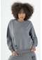 Maraton Sportswear Oversize Kadın Kapşonlu Uzun Kol Basic Açık Antrasit Sweatshirt 22953-açık Antrasit
