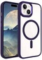 Noktaks - iPhone Uyumlu 15 Plus - Kılıf Sert Kablosuz Şarj Destekli Krom Magsafe Kapak - Derin Mor