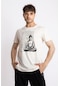 Adam Boxes Baskılı O-yaka T-shirt Budestatuas - Ham Pamuk-pamuk Beyaz