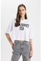 Defacto Oversize Fit Bisiklet Yaka Baskılı Kısa Kollu Tişört C7714AX24SMWT36
