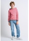 Alexandergardı Kanguru Cepli Kapüşonlu Çizgili Çocuk Sweatshirt Pembe