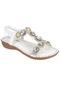 Pullman Taşlı Comfort Kadın Sandalet Gj-1501 Beyaz-beyaz