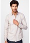 Tudors Slim Fit Dar Kesim Desenli Pamuklu Kolay Ütülenebilir Bej Erkek Gömlek-29563-bej