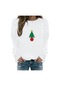 Kadın Noel Temalı Uzun Kollu Sweatshirt Beyaz