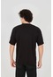 Unisex Jakar Kumaş Rahat Kol T-shirt - Siyah Xxl