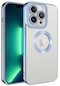 iPhone Uyumlu 12 Pro Kamera Lens Korumalı Şeffaf Renkli Logo Gösteren Parlak Omega Kapak - Mavi Açık