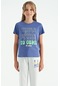 Tommy Life Açık Eflatun O Yaka Yazı Baskılı Rahat Form Kısa Kollu Cropped Kız Çocuk T-shirt - 75118 Eflatun