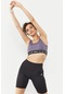 Tommy Life Eflatun Yazı Şeritli Standart Kalıp U Yaka Kadın Spor Büstiyer - 97113 Eflatun