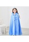 Prenses Pelerinli Bebek Küçük Kızlar Kapşonlu Kadife Pelerin Süslü Elbise Mavi