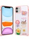 Ekılıf - İphone 11 Uyumlu Kılıf Parlayan Simli Kabartma Figürlü Cevze Kapak - Pembe