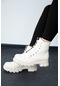 Shoetek Riley Kadın Bot Bağcıklı Bej Deri Bej Cilt