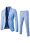 Erkek Düz Renk Yeni Stil Takım Elbise - Açık Mavi