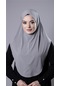Gri Pratik Hazır Geçmeli Tesettür Eşarp Sandy Kumaş Düz Hijab 2308 15