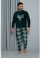 Erkek Desenli Polar Pijama Takımı Kareli Takım Tampap 35003- Yeşil