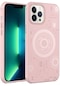 iPhone Uyumlu 13 Pro Kılıf Lopard Wireless Şarj Özellikli Desenli Hot Kapak - Rose Gold