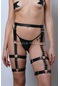 Deri Kemer Bacak Harness, Perçin Detaylı Deri Bacak Jartiyer - Apft862 Siyah