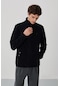 Tommy Life Lacivert Yazı Nakışlı Dik Yaka Fermuarlı Standart Kalıp Erkek Sweatshirt Polar - 87992 Lacivert