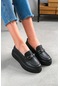 Cover Siyah Zincirli Deri Günlük Kullanım Loafer Kadın Ayakkabı