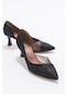 Luvishoes 353 Siyah Simli Topuklu Kadın Ayakkabı
